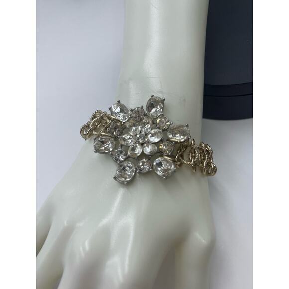 Lulu Frost for J. crew Gold Tone Rhinestone Cluster Statement bracelet - Picture 4 of 13